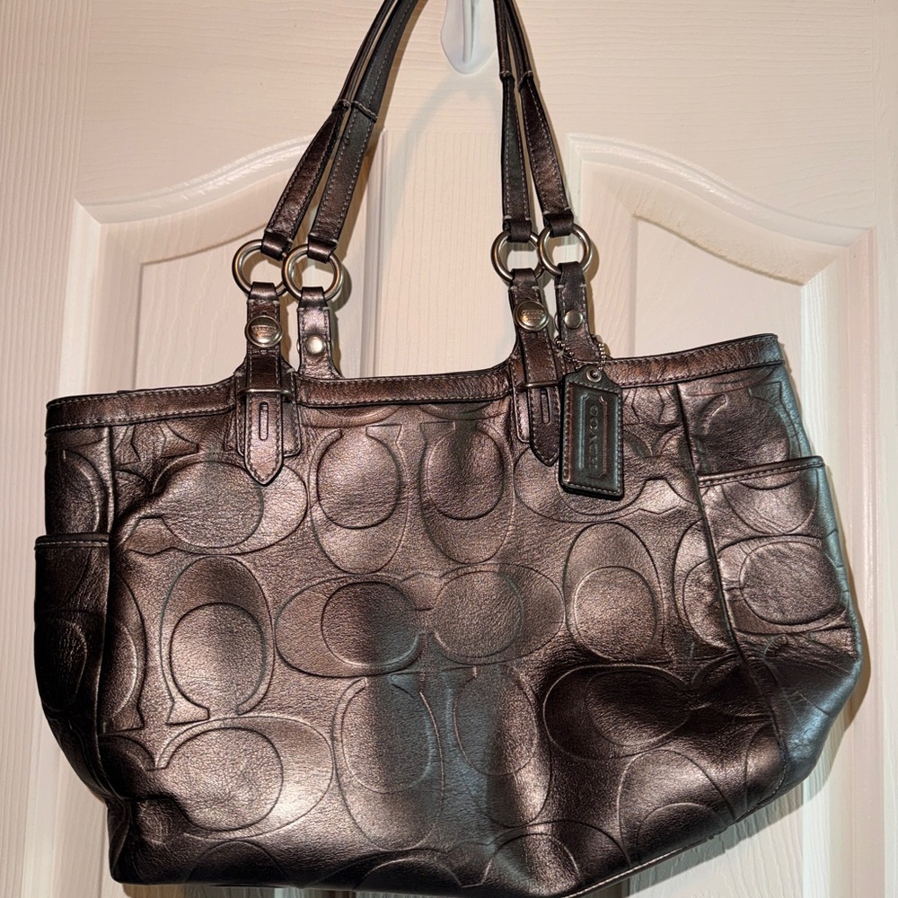 Coach Shimmering Dark Brown Tote